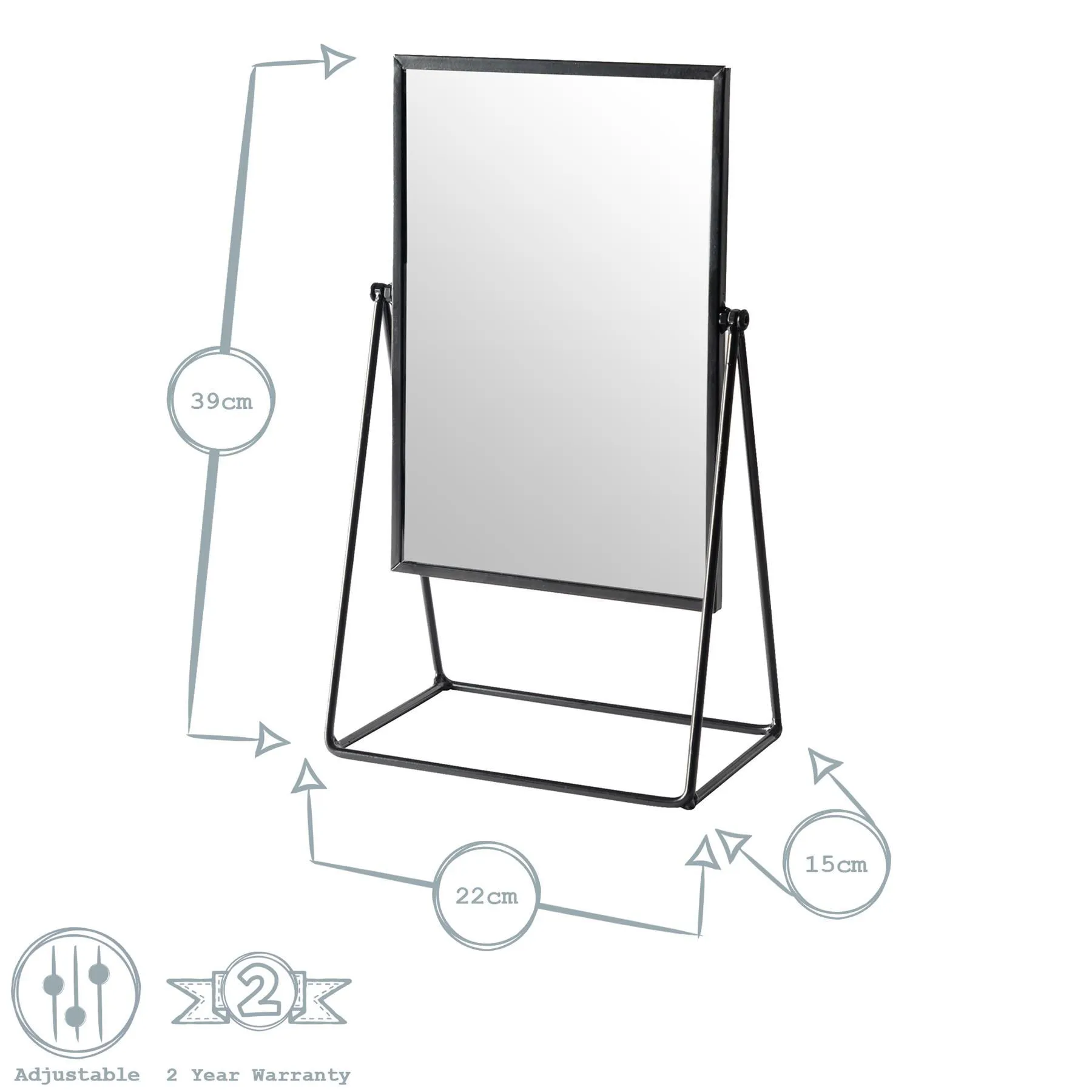 22cm x 39cm Square Dressing Table Mirror - By Harbour Housewares