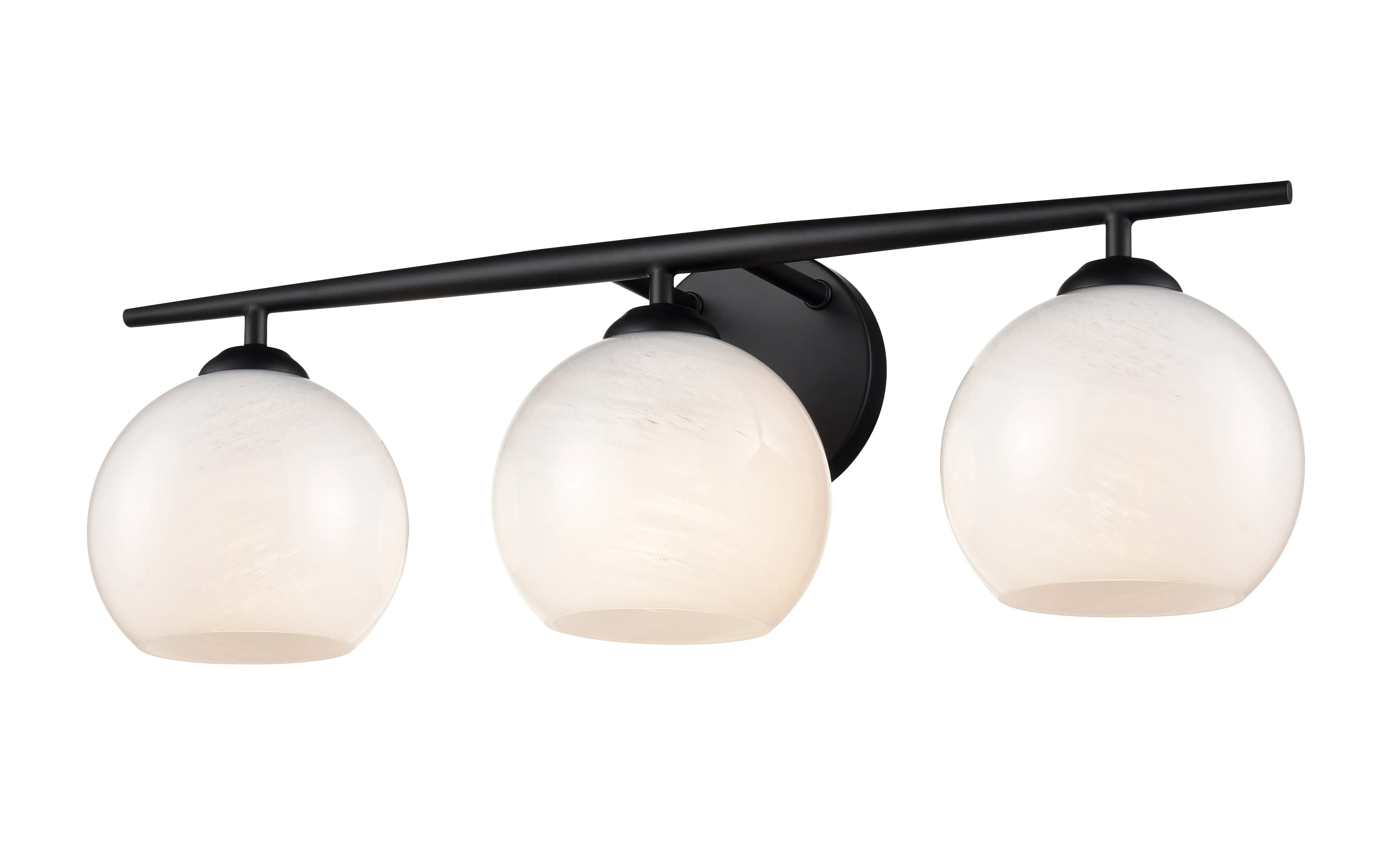 3 Lamps Kimorra Vanity Light - Matte Black - White Cloud Glass - 23.88in. Wide