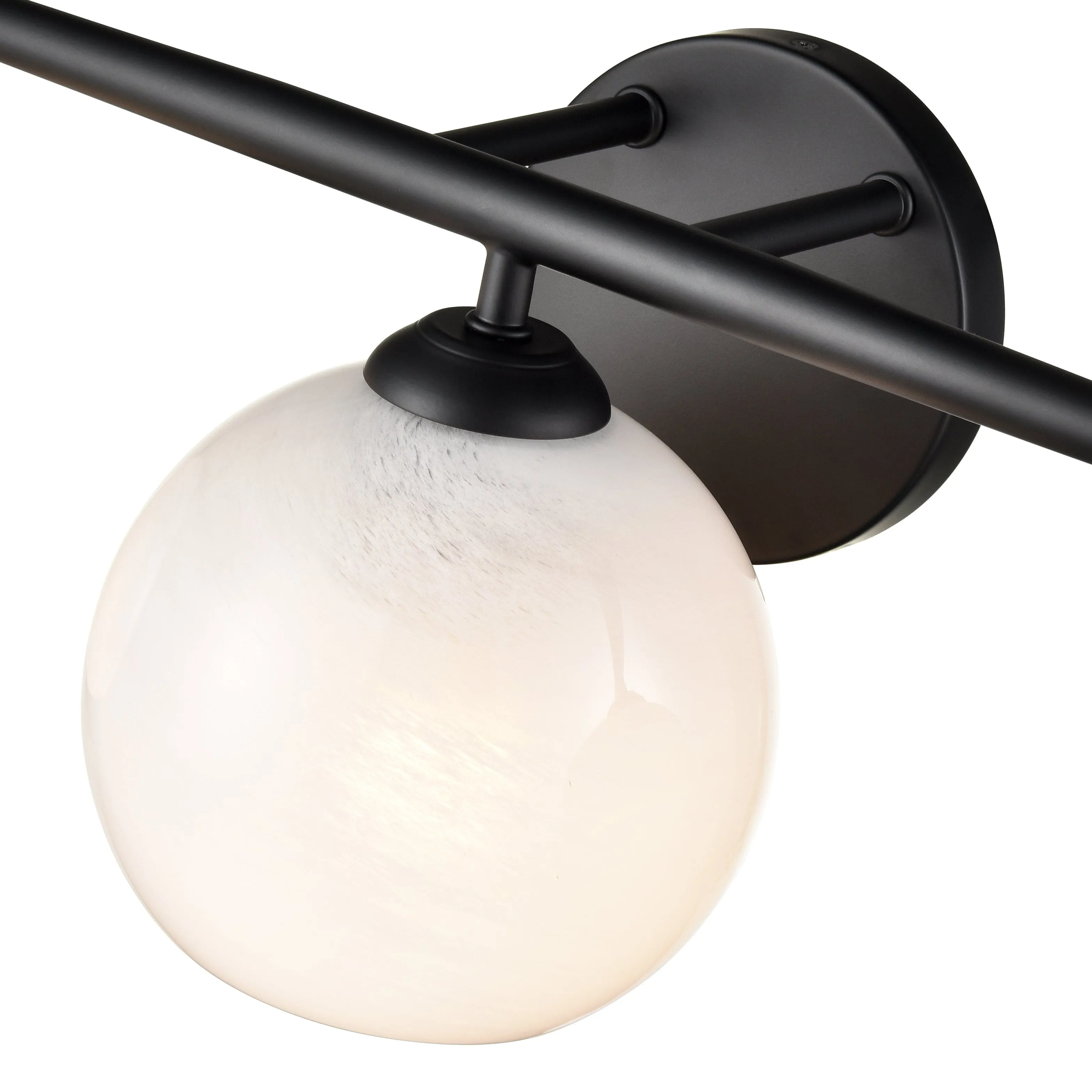 3 Lamps Kimorra Vanity Light - Matte Black - White Cloud Glass - 23.88in. Wide