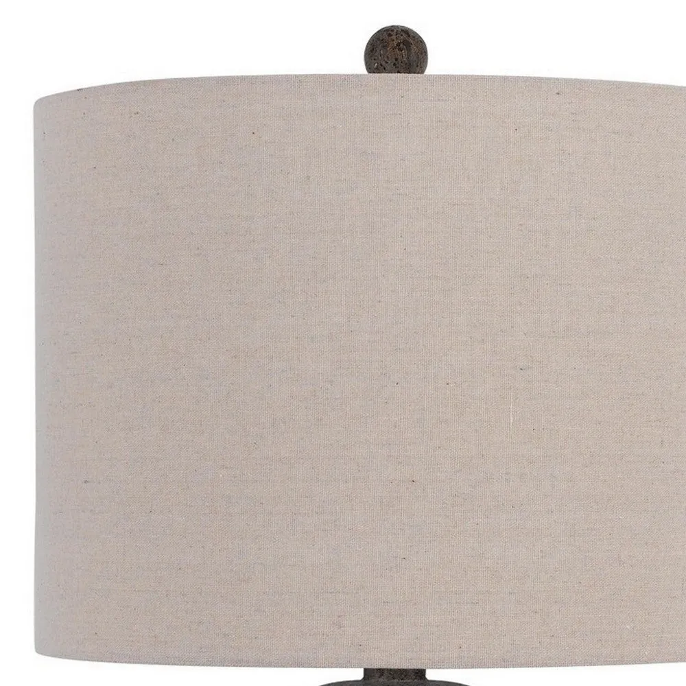 31 Inch Accent Table Lamp, Resin Turned Base, Set of 2, Beige, Gray By Casagear Home