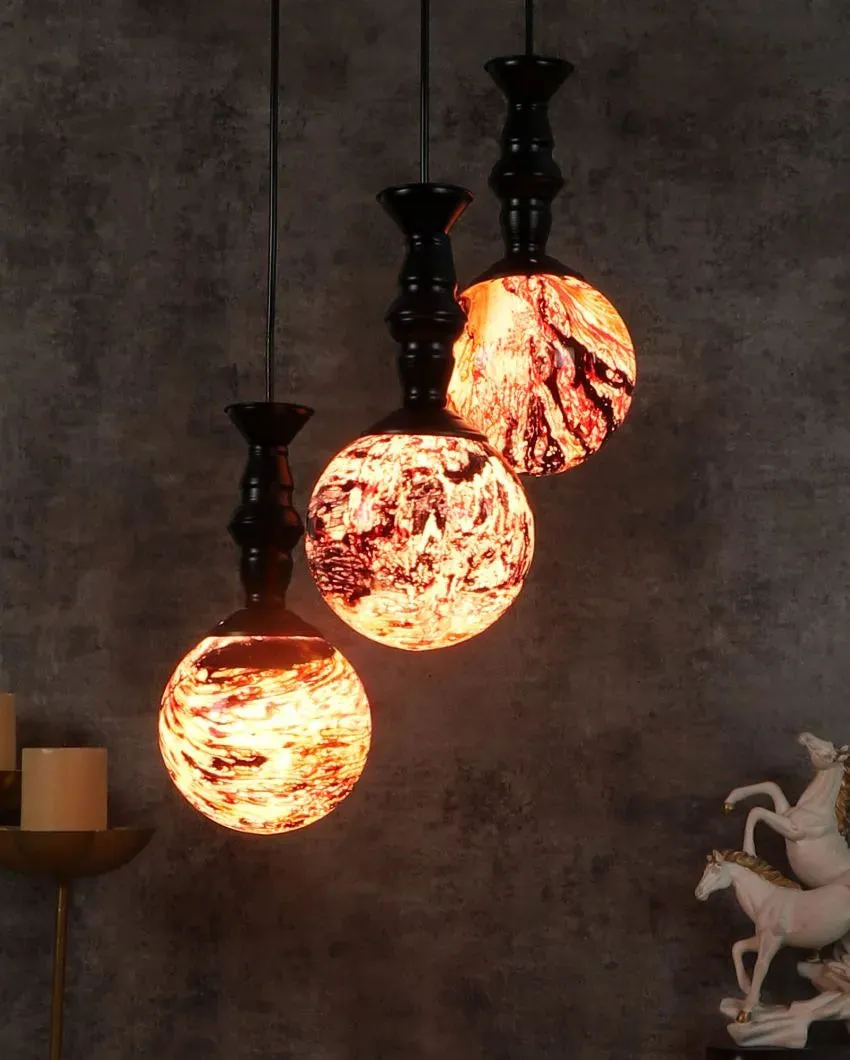 3D Glass Hanging In Golden Finish Ceiling Lamp