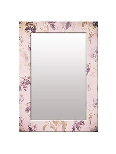 999STORE Printed Bathroom Big Mirror Bathroom Mirrors for Wall Purple Flower washroom Bathroom Mirror (MDF_14X20 Inches) MirrorSMP82