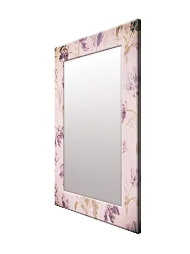 999STORE Printed Bathroom Big Mirror Bathroom Mirrors for Wall Purple Flower washroom Bathroom Mirror (MDF_14X20 Inches) MirrorSMP82