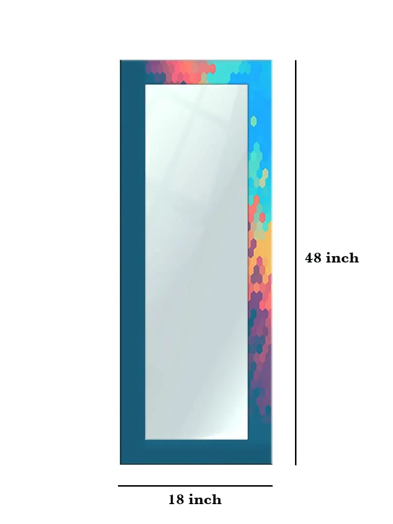 999STORE Printed Large Full Length Mirror Dressing Mirror for Bedroom Full Length Blue Abstract Pattern Large Long Big Full Length Mirror (MDF_18X48 Inches) MirrorBMP355