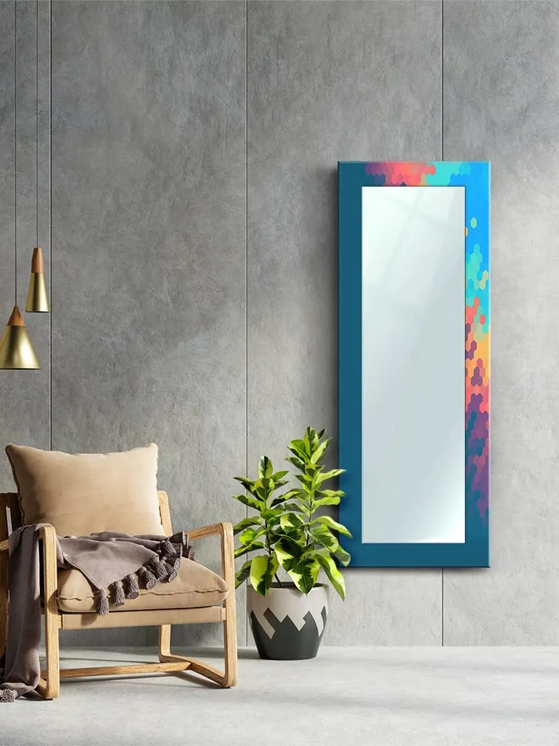 999STORE Printed Large Full Length Mirror Dressing Mirror for Bedroom Full Length Blue Abstract Pattern Large Long Big Full Length Mirror (MDF_18X48 Inches) MirrorBMP355