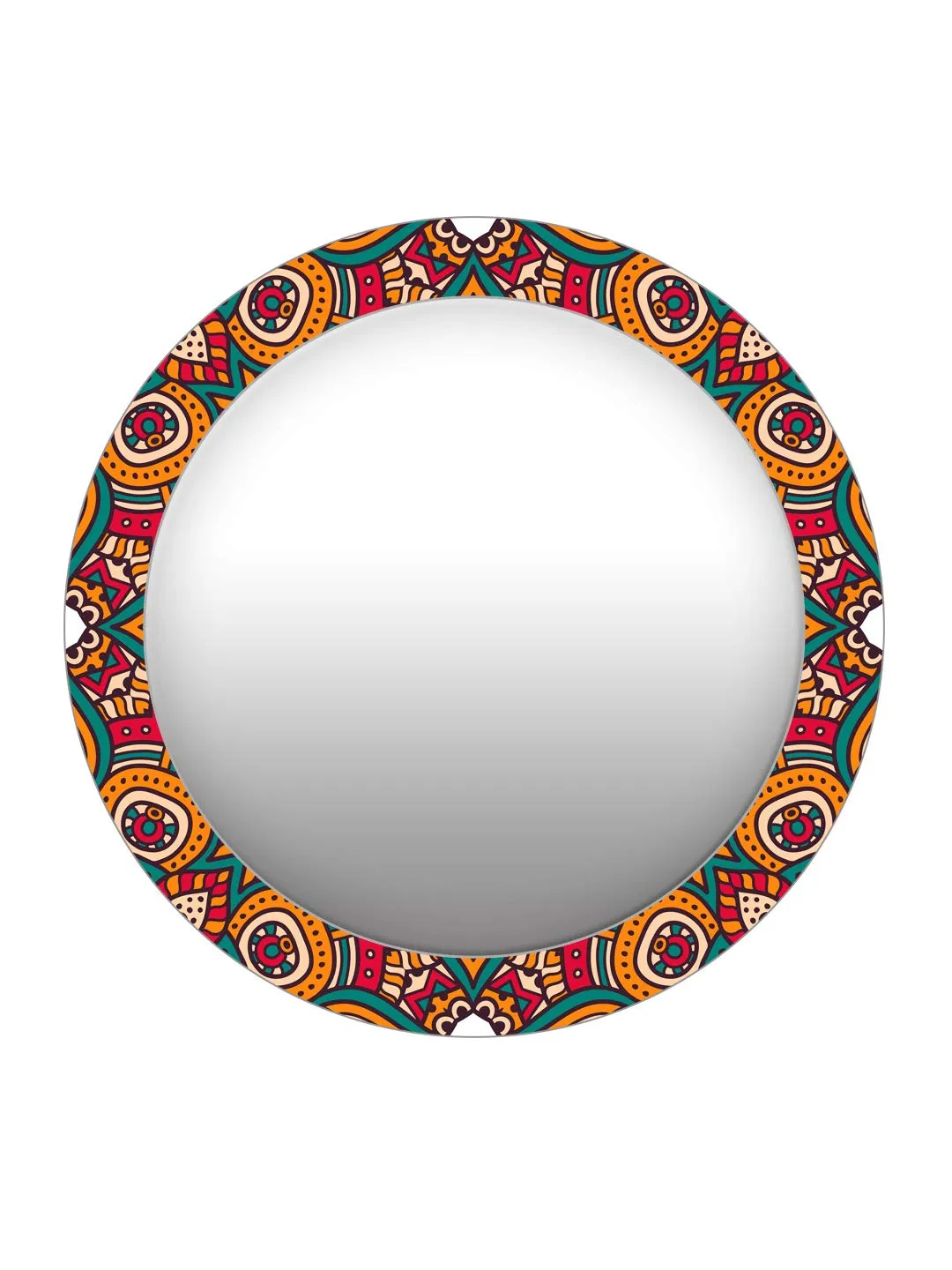 999STORE Printed Mirror Decorative Items Shave Mirror Classical Yellow Pattern Round Mirror (MDF_17X17 Inch_Multi) MirrorRSZ1042