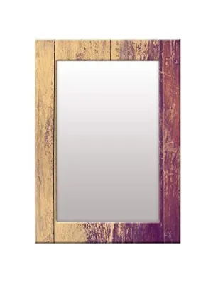 999STORE Printed Rectangle Mirror for Wall Mirror for Bedroom Purple Brown Wood washroom Bathroom Mirror (MDF_14X20 Inches) MirrorSMP290