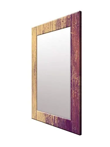 999STORE Printed Rectangle Mirror for Wall Mirror for Bedroom Purple Brown Wood washroom Bathroom Mirror (MDF_14X20 Inches) MirrorSMP290