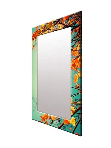 999STORE Printed Toilet Mirror washroom Decoration Items Yellow Leaves washroom Bathroom Mirror (MDF_14X20 Inches) MirrorSMP270