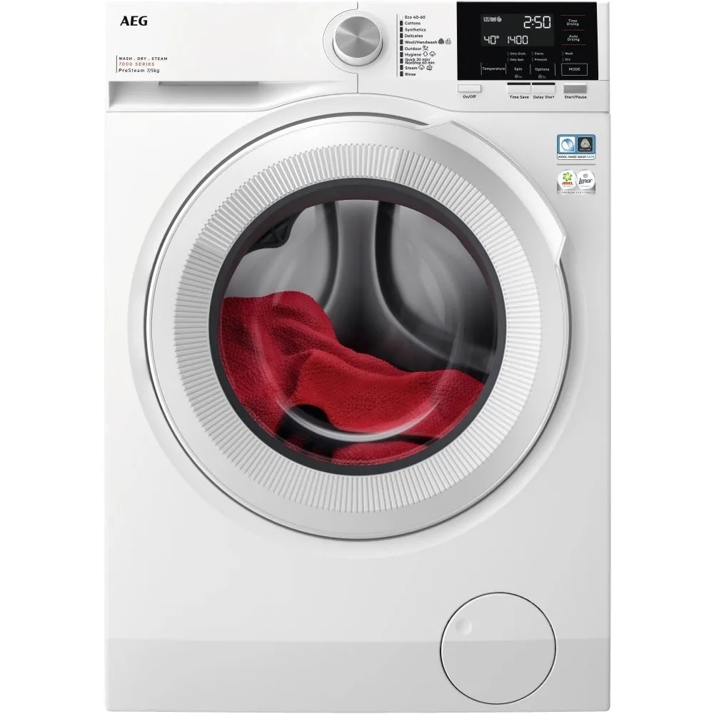 AEG LWR7175M2B Washer Dryer, 7kg, 1400 Spin, White