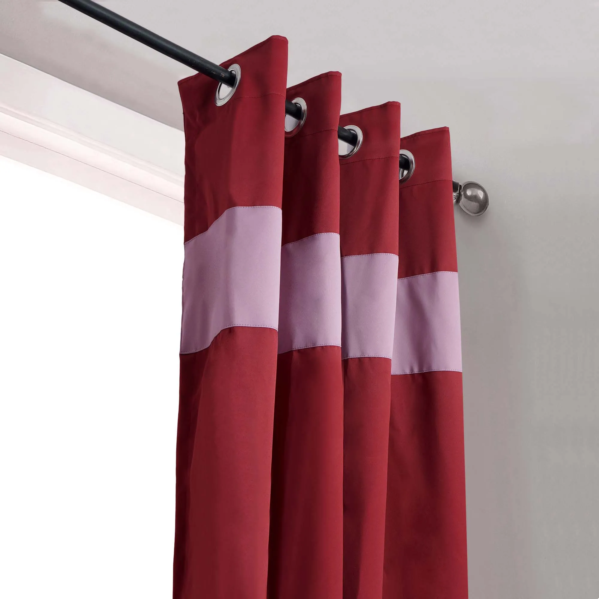 American-Elm 2 Panel Burgundy and Dark Rose Imported Premium twin Colour Room Darkening Blackout Curtains