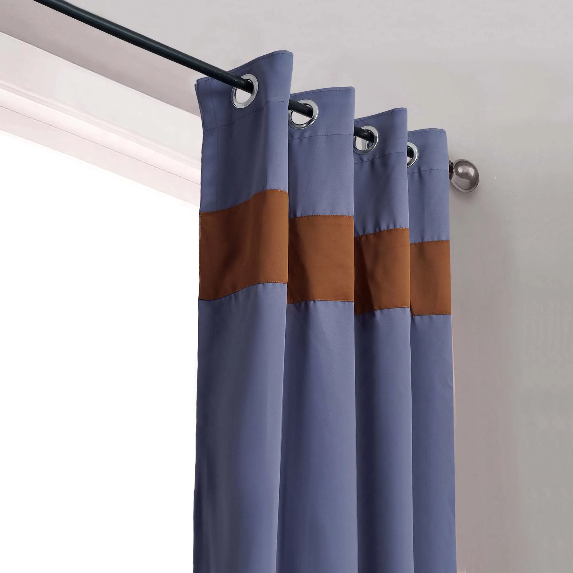 American-Elm 2 Panel Dove and Monk'sRobe Imported Premium two Colour Room Darkening Blackout Curtains