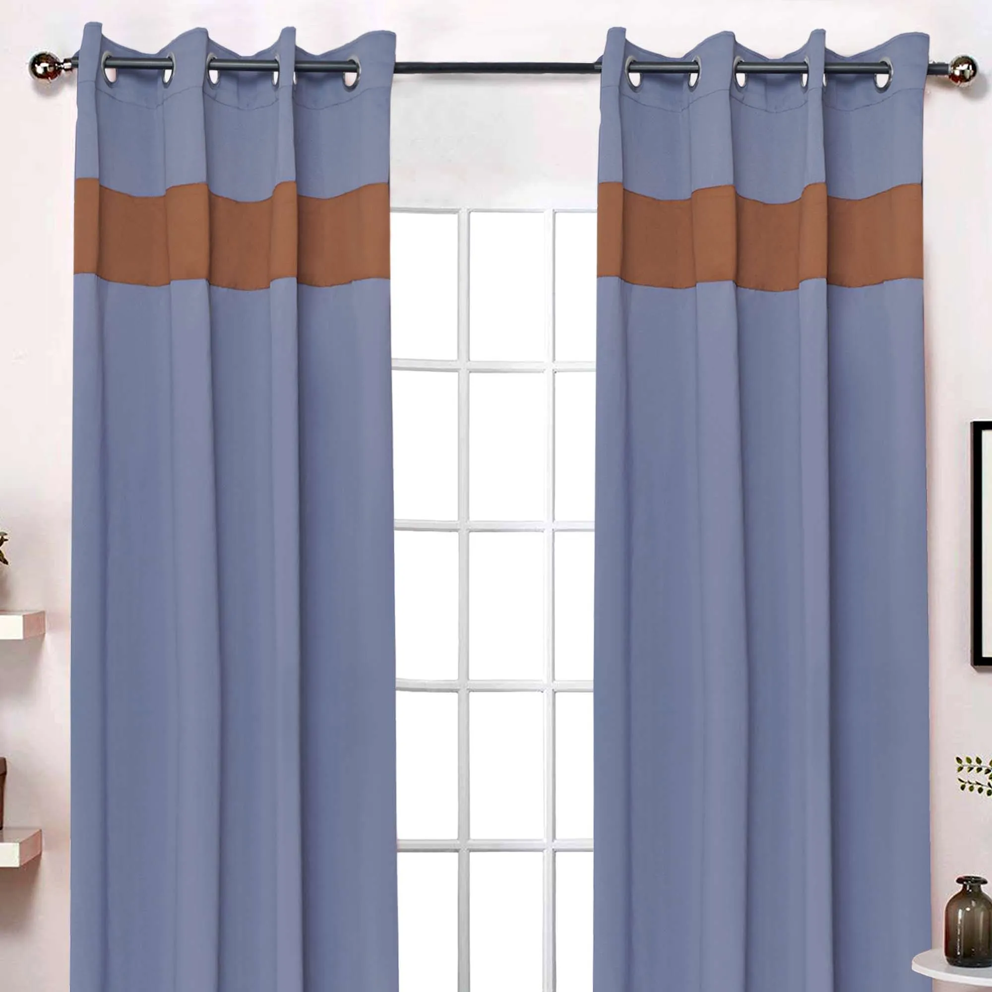 American-Elm 2 Panel Dove and Monk'sRobe Imported Premium two Colour Room Darkening Blackout Curtains