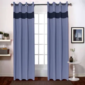 American-Elm 2 Panel Dove and NavyBlue Imported Premium two Colour Room Darkening Blackout Curtains