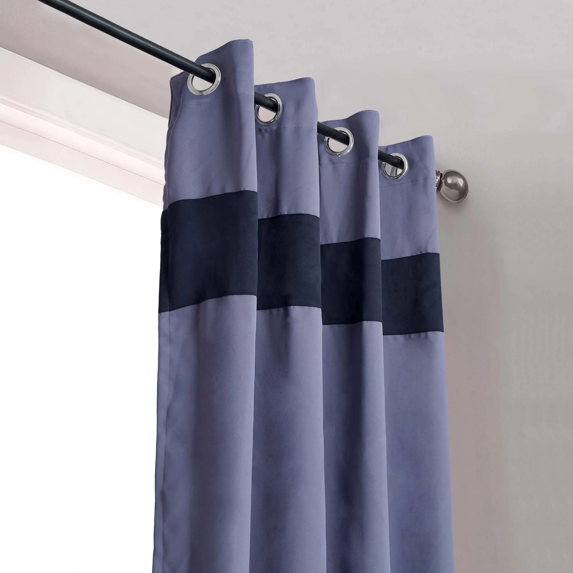 American-Elm 2 Panel Dove and NavyBlue Imported Premium two Colour Room Darkening Blackout Curtains