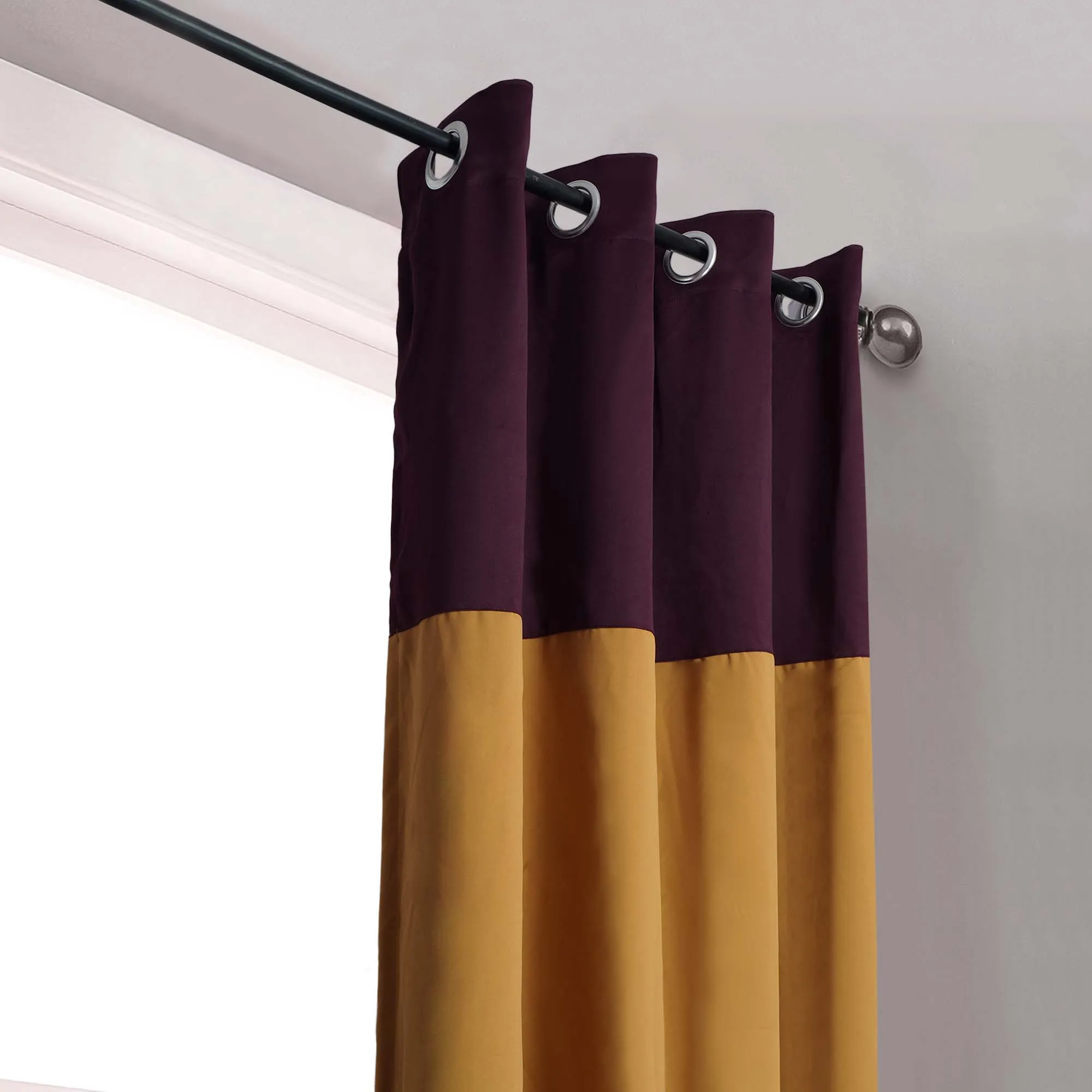 American-Elm 2 Panel Orange and Ruby Wine Imported Premium two Colour Room Darkening Blackout Curtains