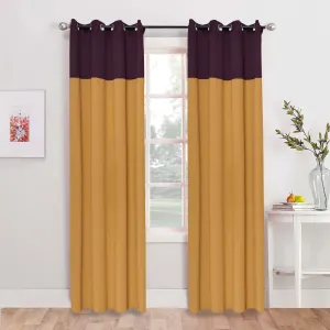 American-Elm 2 Panel Orange and Ruby Wine Imported Premium two Colour Room Darkening Blackout Curtains