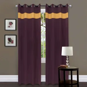 American-Elm 2 Panel RobyWine and Orange Imported Premium two Colour Room Darkening Blackout Curtains