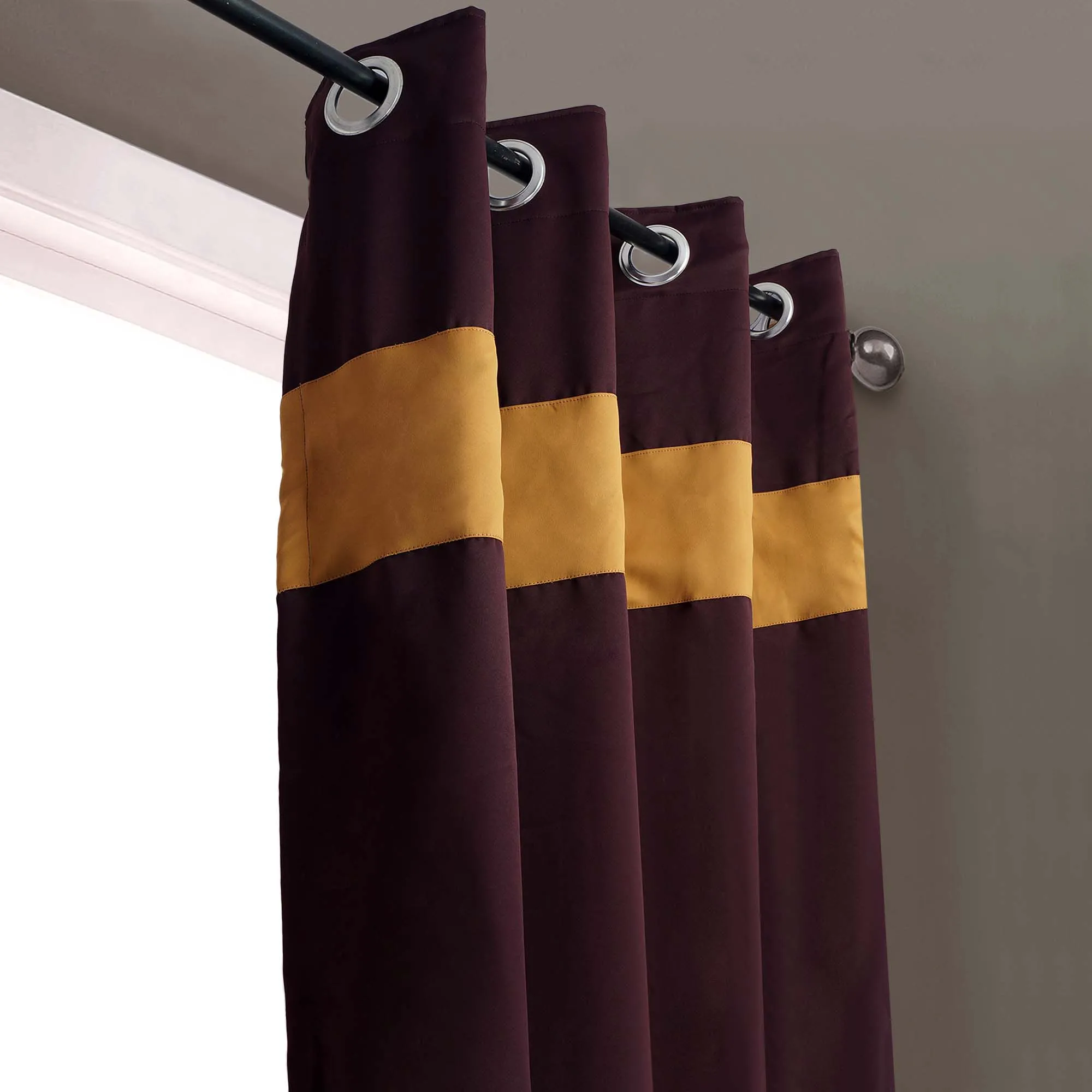 American-Elm 2 Panel RobyWine and Orange Imported Premium two Colour Room Darkening Blackout Curtains