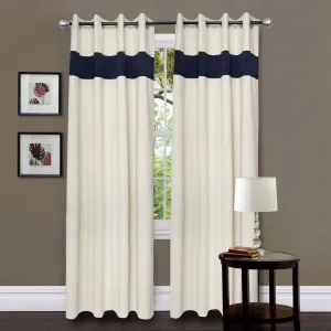 American-Elm 2 Panel Semolina and NavyBlue Imported Premium two Colour Room Darkening Blackout Curtains