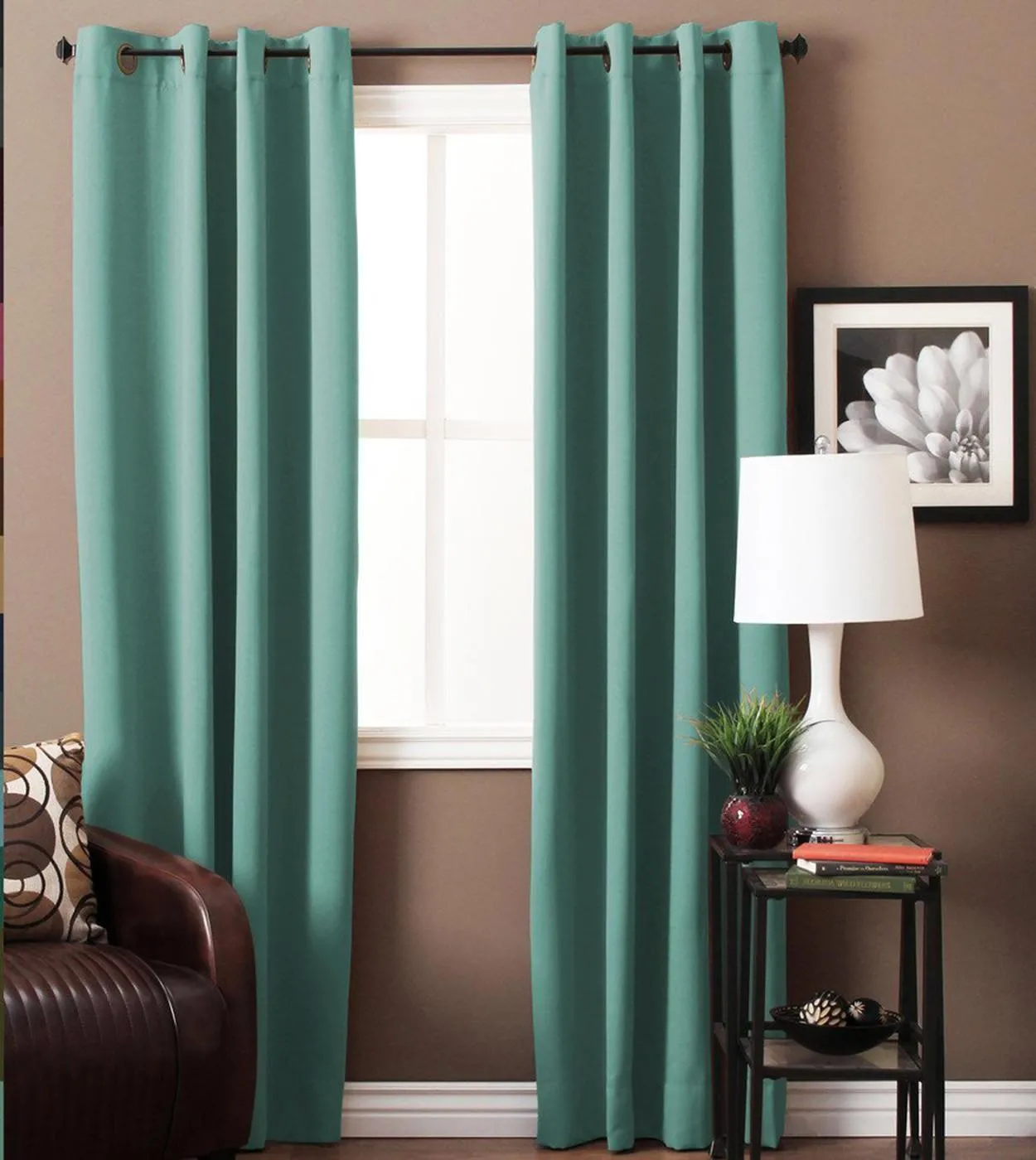 American-Elm Both Sided Icy Morn Color Room Darkening Blackout Curtains-Two Panels