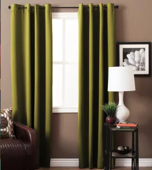 American-Elm Both Sided Moss Color Room Darkening Blackout Curtains-Two Panels