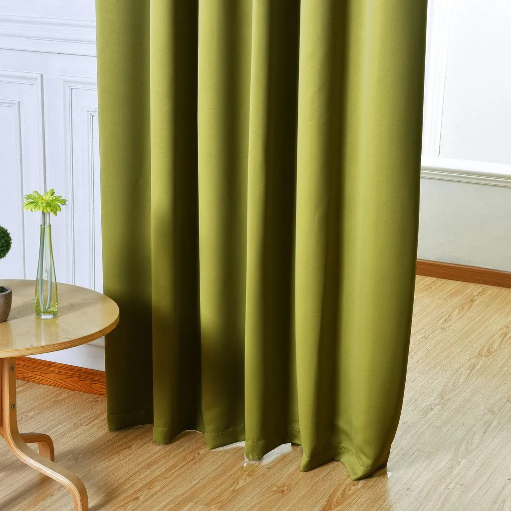 American-Elm Both Sided Moss Color Room Darkening Blackout Curtains-Two Panels