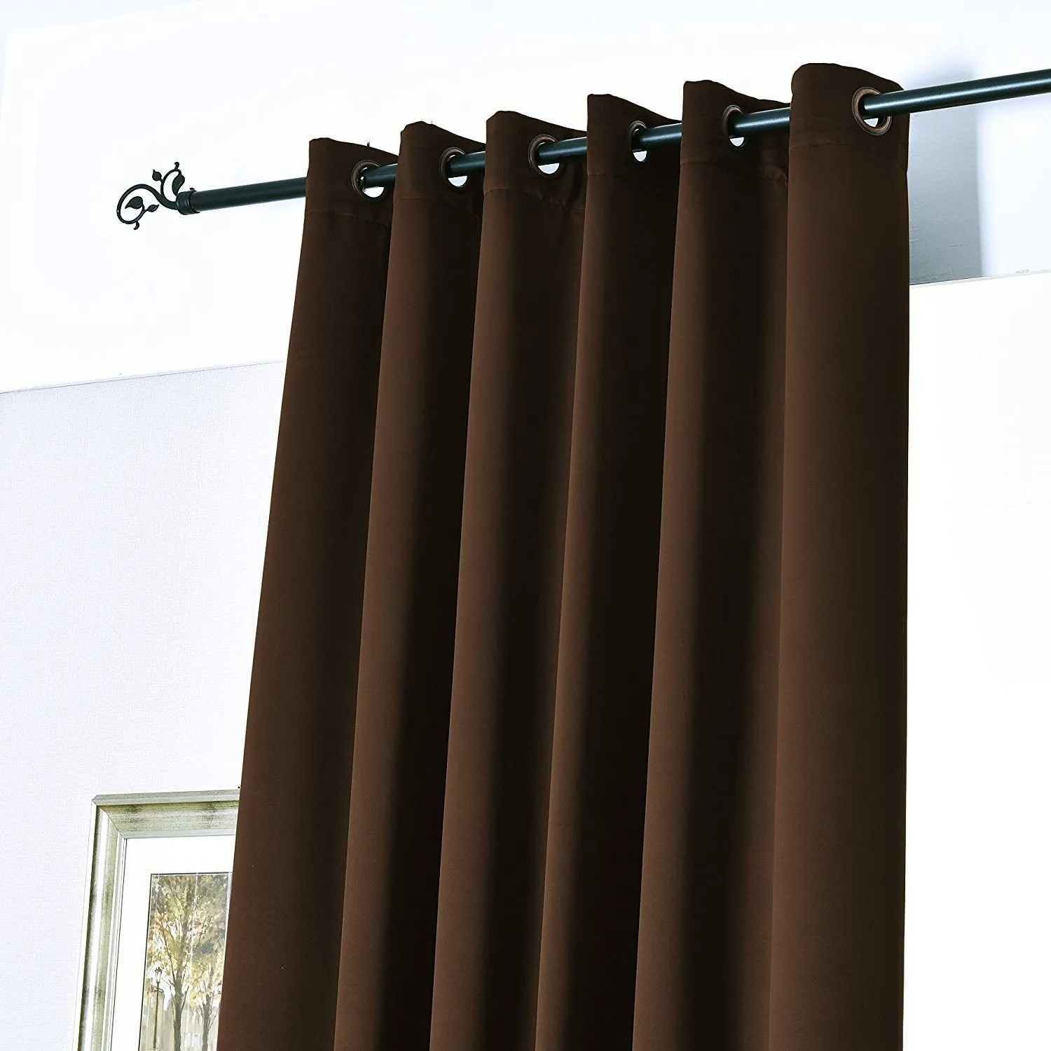 American-Elm Both Sided Seal Brown Color Room Darkening Blackout Curtains-Two Panels