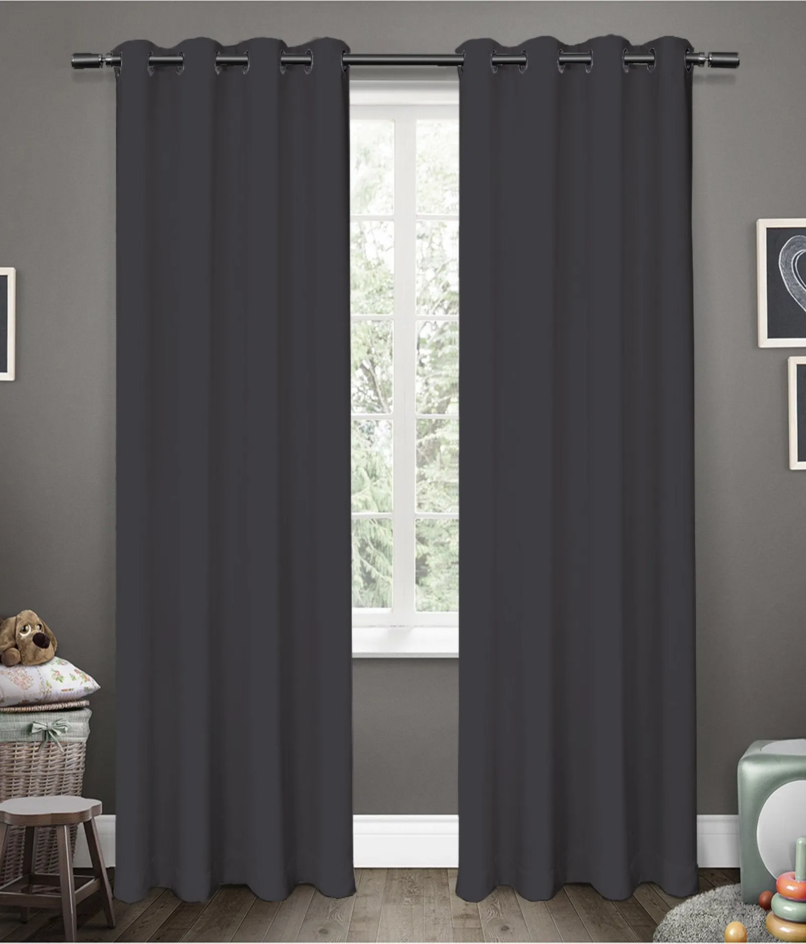 American-Elm Glorious GreyishPurple 2 Panel Light Blocking Blackout Curtains