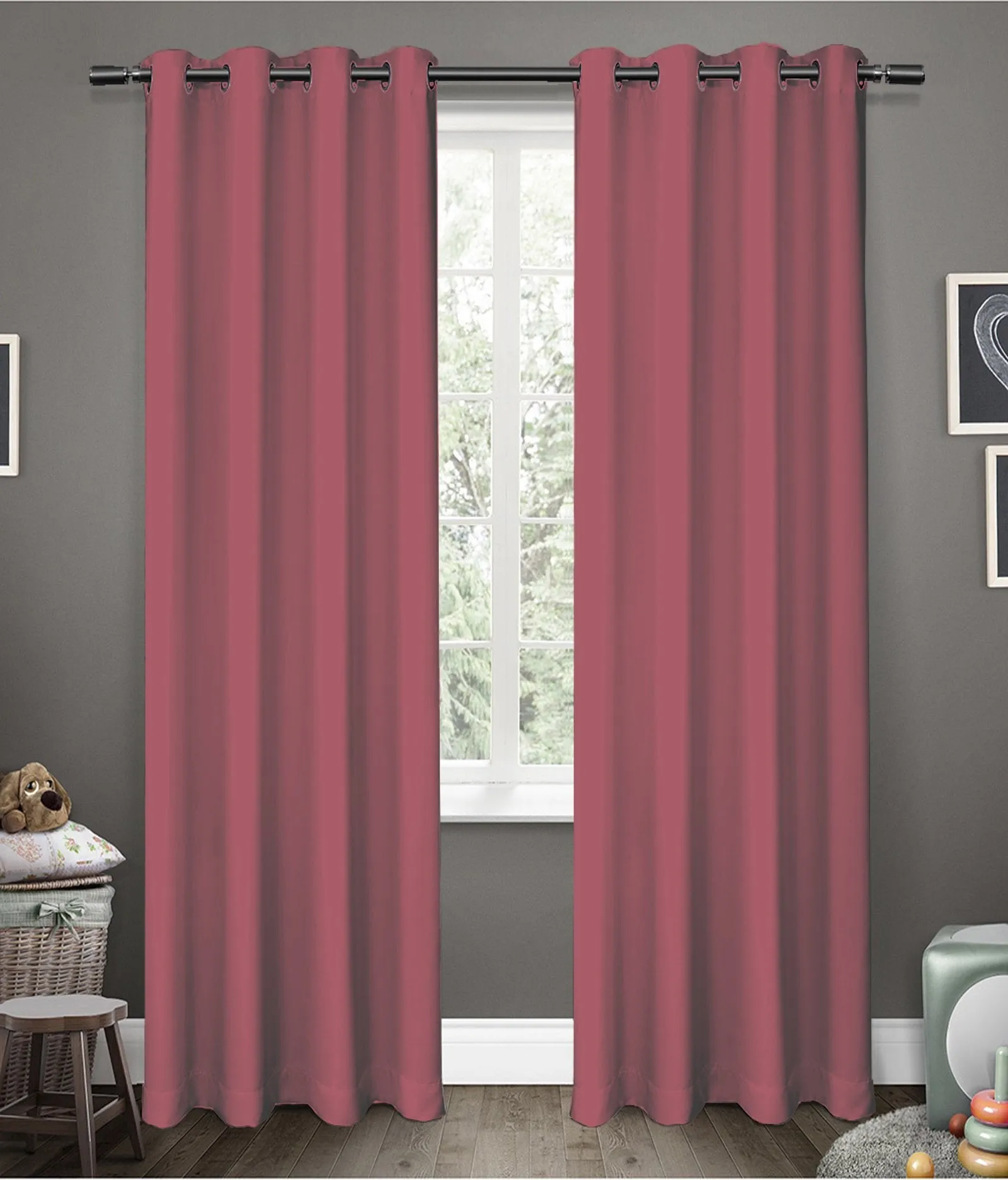 American-Elm Glorious RosyBrown Grommet 2 Panel Blackout Curtains