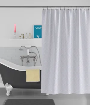 American-Elm Wave Textured White Anti Bacterial Water-Repellent Shower Curtain, Bathroom Curtains