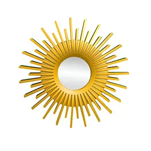 ATORSE® Round Hanging Mirror Home Dresser Decor Wall Mirrors Sun Shaped Gold