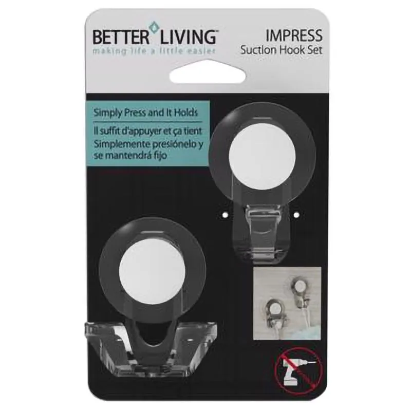 Better Living Impress 3 in. H X 1.75 in. W X 2.25 in. L Matte Clear Bath Hook