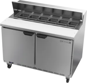 Beverage Air SPE48HC-12 two-section refrigerated sandwich top counter, 48 in W, 13.01 cu. ft.