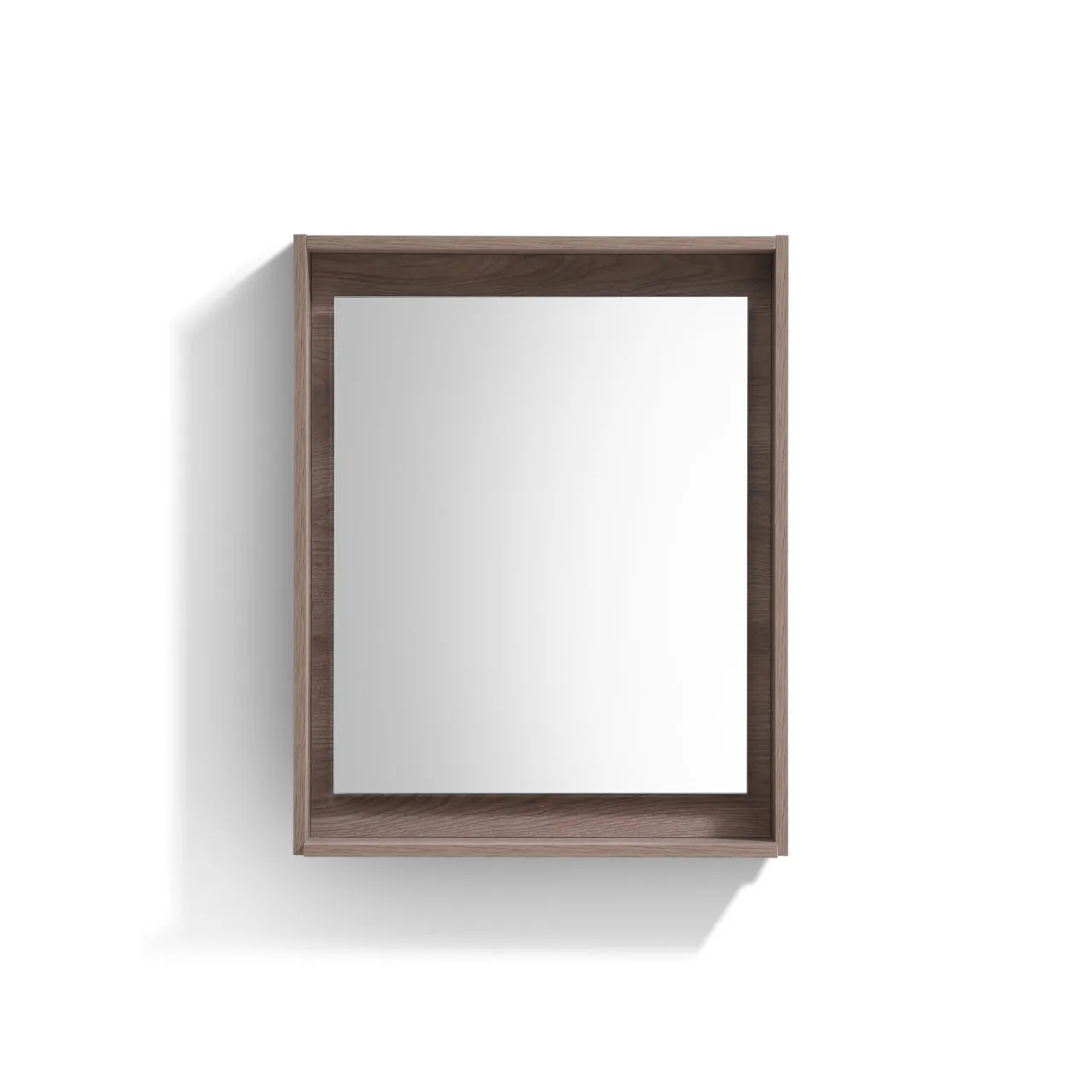 BLISS -24" BUTTERNUT Mirror with Wood trim & Bottom Shelf