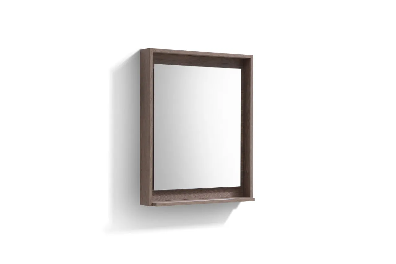 BLISS -24" BUTTERNUT Mirror with Wood trim & Bottom Shelf