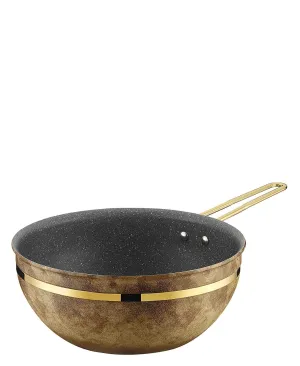 Brioni Royal Stone 26cm Granite Wok Pan - Tiger & Gold