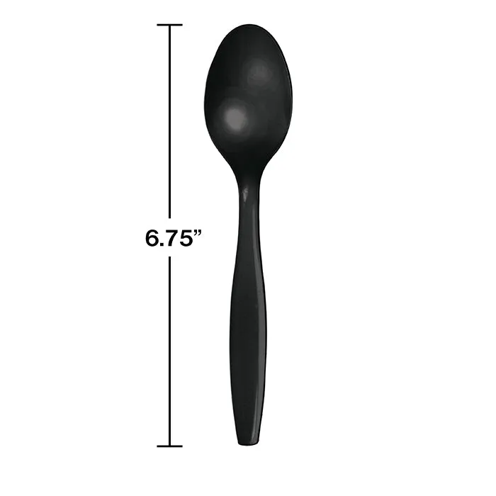 Bulk Pack of 100 Black Plastic Spoons