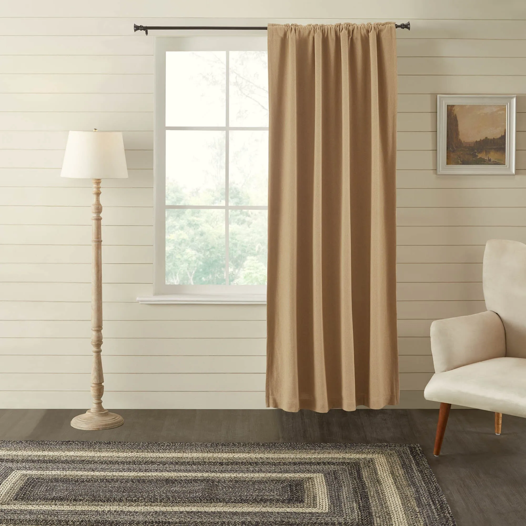 Burlap Natural Blackout Single Panel Curtain 84"