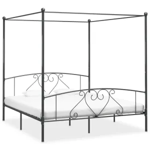 Canopy Bed Frame Grey Metal 200x200 cm