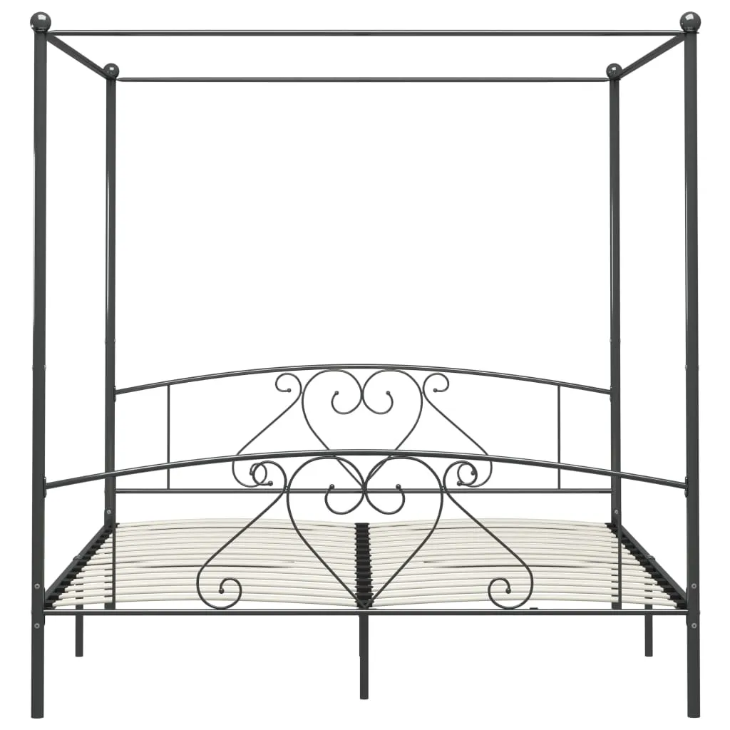 Canopy Bed Frame Grey Metal 200x200 cm