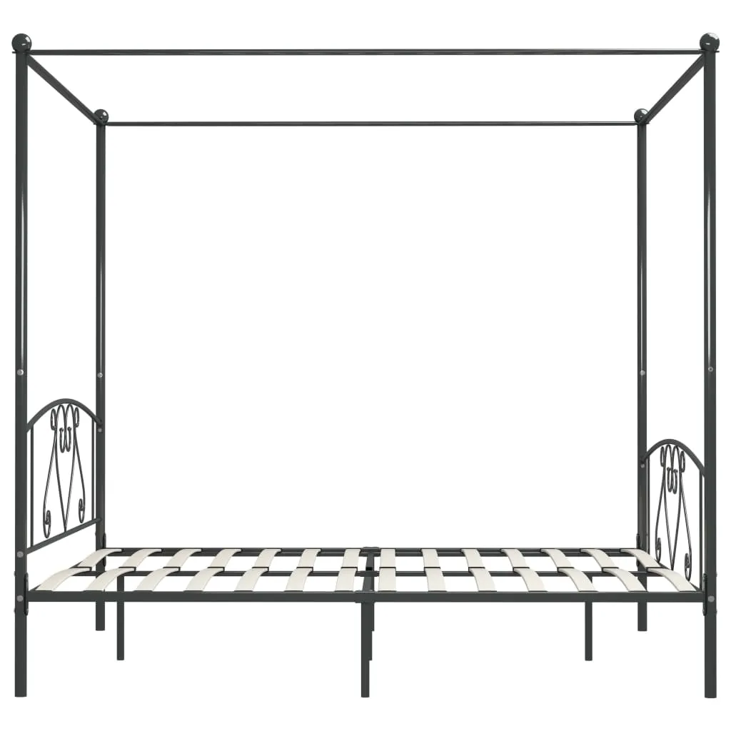 Canopy Bed Frame Grey Metal 200x200 cm