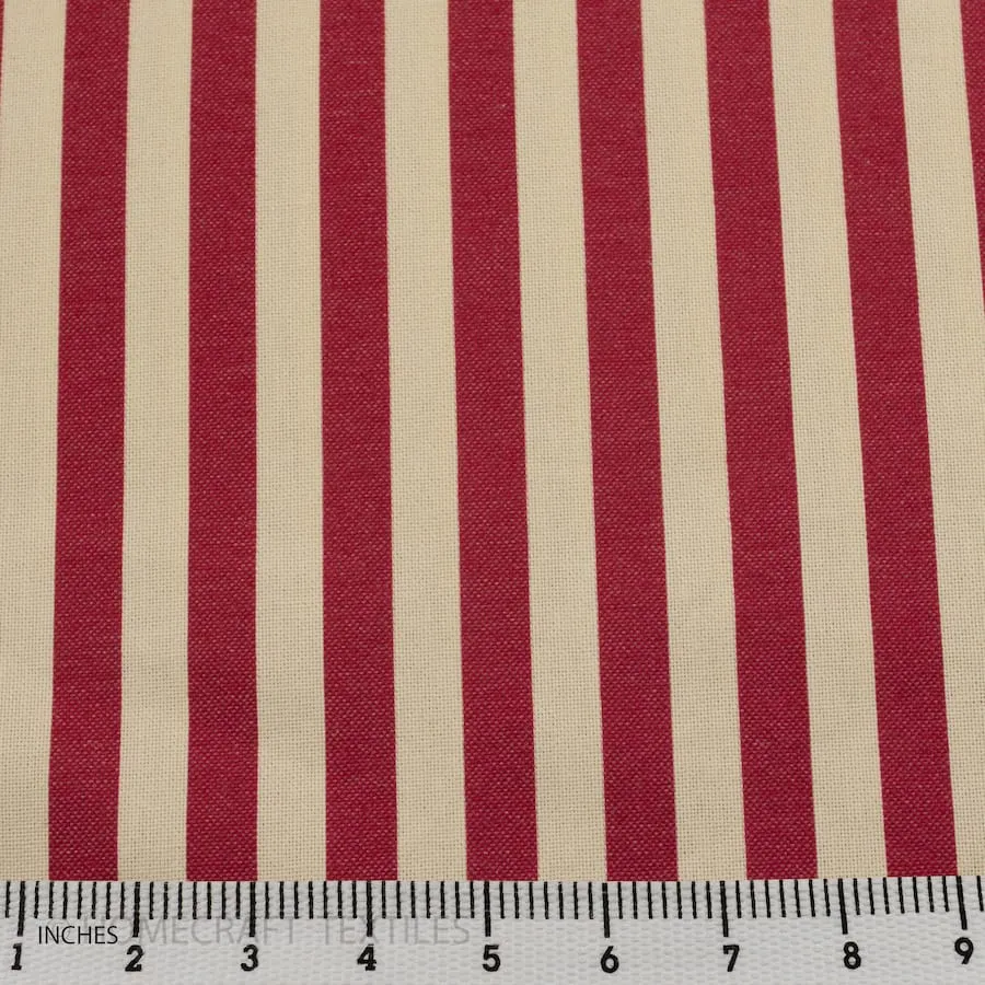 Cerise Natural Stripe Cotton Canvas Print