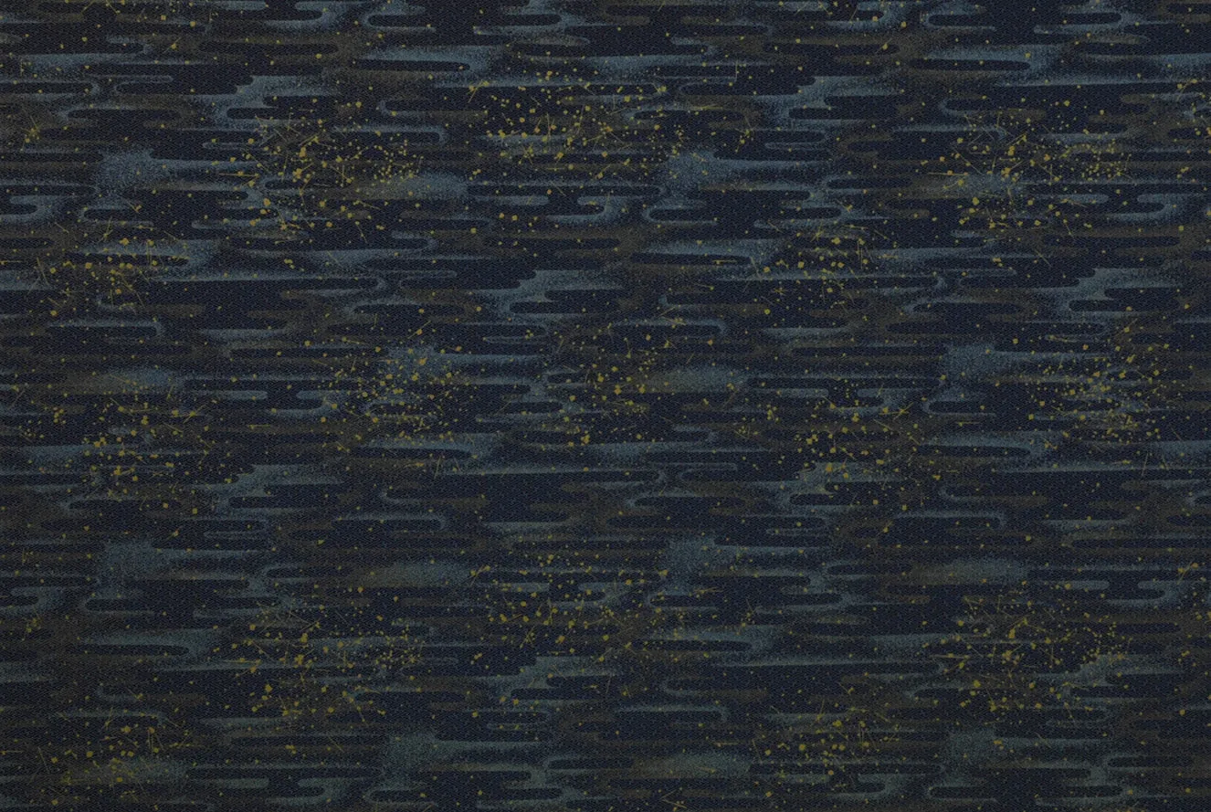 Chiyogami Navy with Gold Squares & Lines