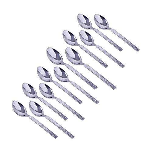 Classic by Embassy Baby Spoon, Pack of 12, Stainless Steel, 15.8 cm (Hi-Trend, 17 Gauge)