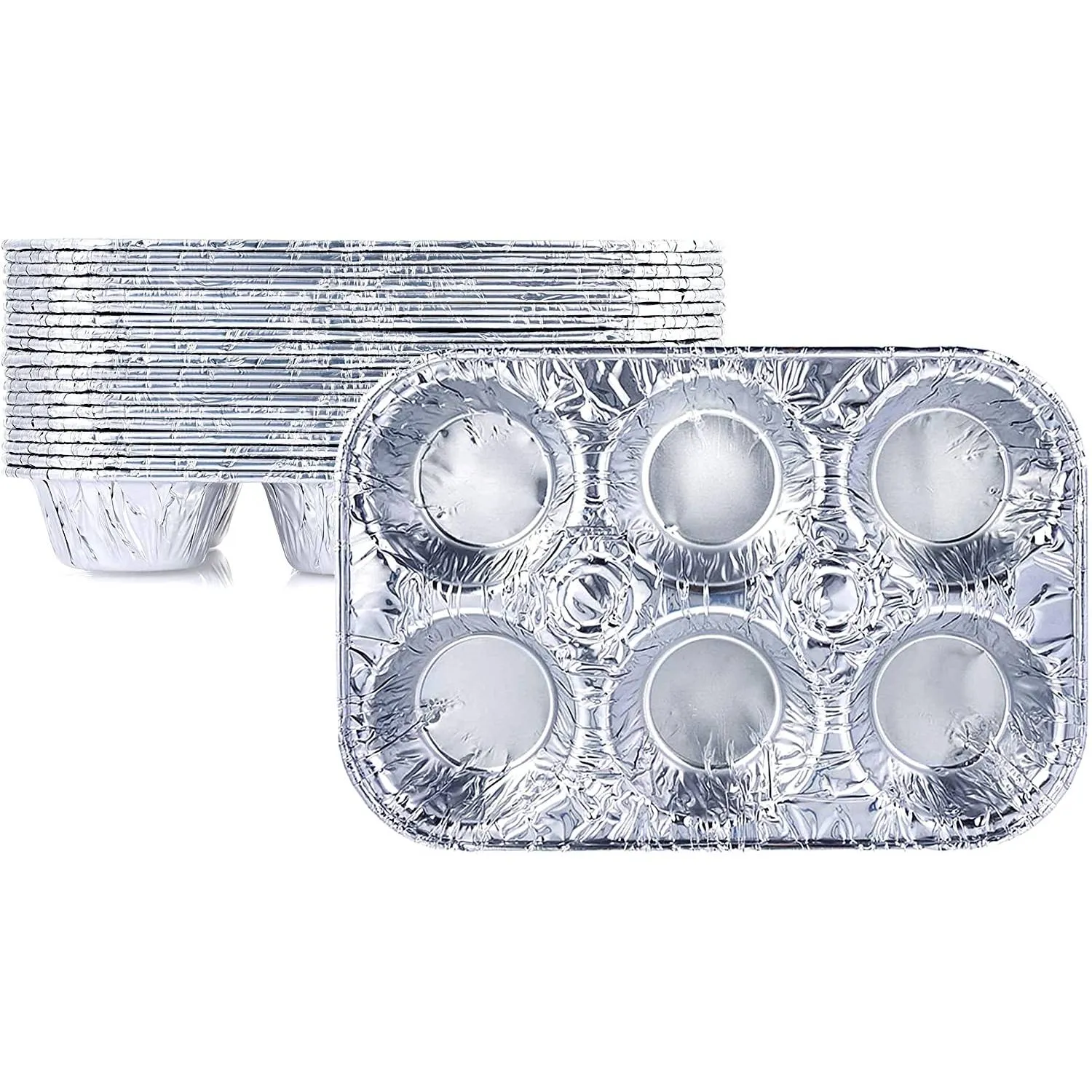 Disposable Aluminum Muffin Foil Pan 6 Cups