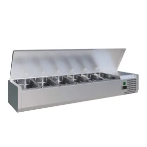 Empire Refrigerated Counter Top Servery Prep Unit 5 x 1/3 & 1 x 1/2 GN Stainless Steel Lid - EMP-VRX1500380SL