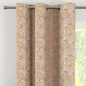 Encasa Homes Blackout Curtains (8 ft, 2 Panels) - Room Darkening - Floral Digital Print with Grommets, 85% Light Blocking, Sound & Heat Reducing - Marble Peach