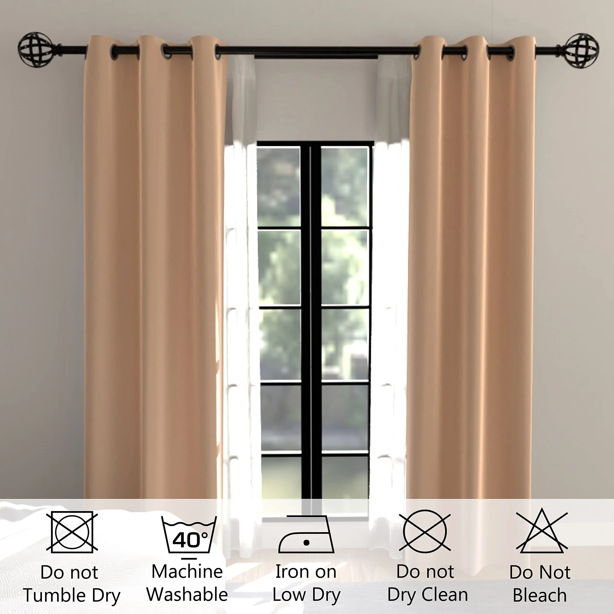 Encasa Homes Room Darkening Curtains with 80% Blackout | 5 ft Window Curtain Set of 2 | Solid Colour Curtains to Reduce Heat, Sound, Light Filtering | 44" W x 60" L - Dark Grey