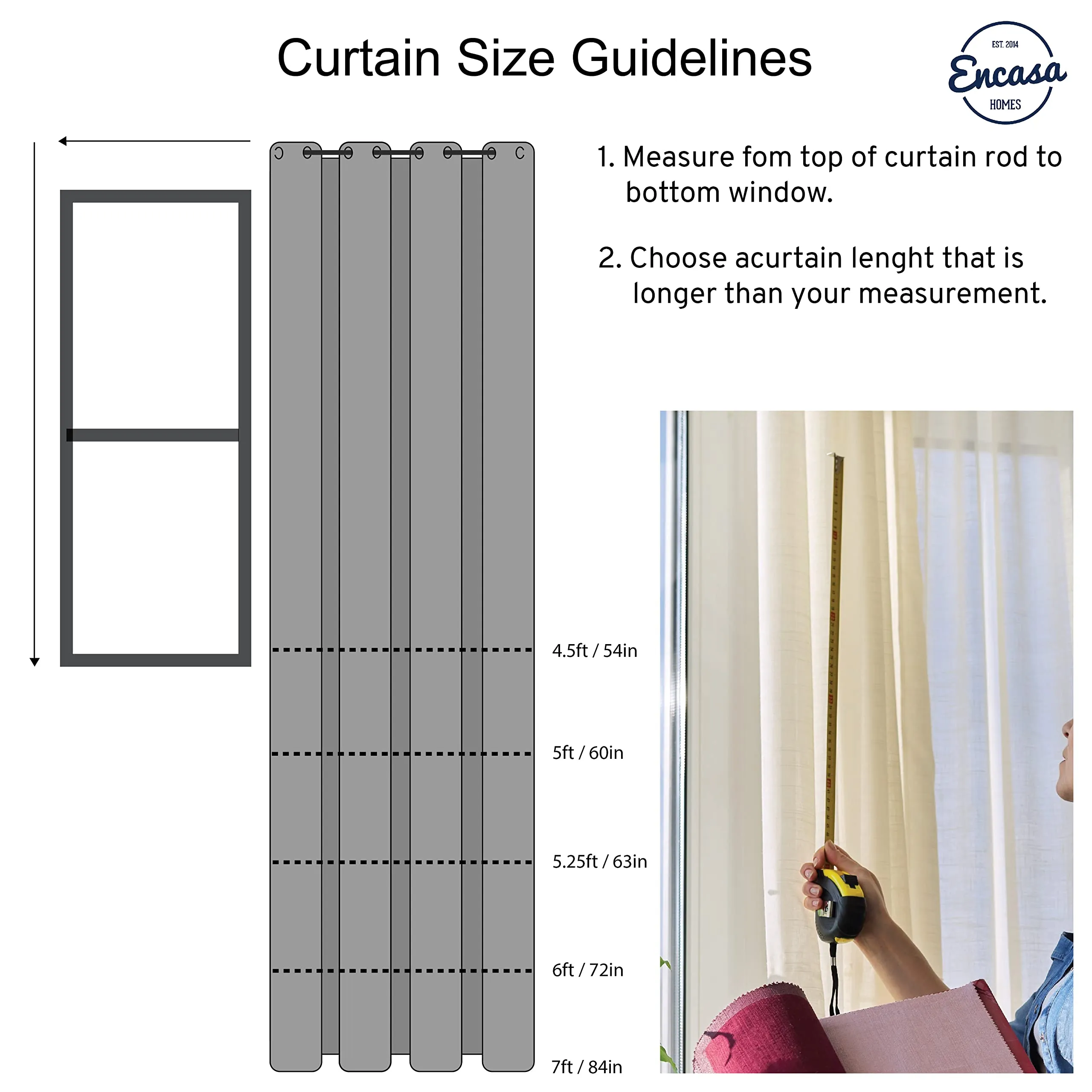 Encasa Homes Room Darkening Curtains with 80% Blackout | 5 ft Window Curtain Set of 2 | Solid Colour Curtains to Reduce Heat, Sound, Light Filtering | 44" W x 60" L - Dark Grey